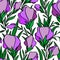 art, seamless pattern of large purple buds on a white background, bright floral texture