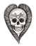 Art skull wings heart tattoo.