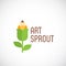 Art Sprout Abstract Vector Emblem, Label or Logo Template. Pencil Flower Flat Style Concept.