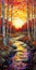 Art Sunset Creek By Scott Kahlo - Mosaic-inspired Realism