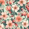 art textile leaf summer drawing pattern fabric flower wallpaper spring. Generative AI.