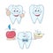 Art on the topic of children`s dentistry. Teeth with braces.