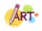 Art word with pencil in letter A, artist and designer concept, vector conceptual creative logo or poster made with special