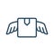 Artboard sizesfast delivery icon, cargo box with wings, air parcel service, fly package, express order, thin line symbol -