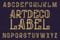 Artdeco Label typeface. Retro font. Isolated english alphabet