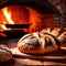 Artesenal resh baked bread from traditional old fashioned wood fired oven