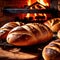 Artesenal resh baked bread from traditional old fashioned wood fired oven