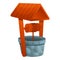 Artesian water well icon, cartoon style