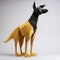 Artful 3d Dog Origami Model In Modern Abstract Style