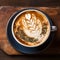 Artful Elevation: Cappuccino Bliss with Exquisite Top-View Latte Design