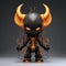 Artgerm-inspired Black And Orange Robot Figure With Devil Horns