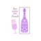 Arthistic bottle and glass for beer and alcohol with dark orchid color. Vector