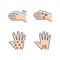 Arthritis in hands RGB color icons set