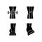 Arthritis leg pain black glyph icons set on white space