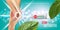 Arthritis Pain Relief Ointment ads. Vector 3d Illustration with Tube cream with peppermint extract.