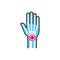 Arthritis wrist line color icon. Inflammation joint. Sign for web page, mobile app, button, logo. Editable stroke