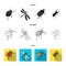 Arthropods Insect ladybird, dragonfly, beetle, Colorado beetle Insects set collection icons in cartoon style vector