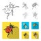 Arthropods Insect ladybird, dragonfly, beetle, Colorado beetle Insects set collection icons in outline,flat style vector