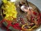 Arti worship plate decorated on rakhi festival