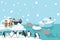 Artic animals with eskimo background