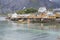 Artic fjord cityscape with stilt rorbuers, Sakrisoy Reine, Lofoten, Norway