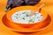 Artichoke biological soup in a dish