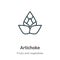 Artichoke outline vector icon. Thin line black artichoke icon, flat vector simple element illustration from editable fruits