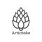 Artichoke thin line vector icon. Isolated vegetables linear style for menu, label, logo. Simple vegetarian food sign