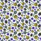 Artichokes with Aster flowers on white background. Raster seamless pattern hand-drawn with colored pencils