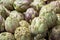 Artichokes. Vegetables market in Italy. Agricultural food.