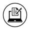 Article, writing, blog icon. Black vector sketch.