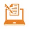 Article, writing, blog icon. Orange vector sketch.