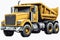 Articulated construction truck cartoon on white background.