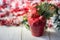 Artifical poinsettia - christmas symbol in red flower pot.
