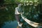 Artificial boatman statue around a recreational park in India