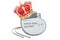 Artificial cardiac pacemaker with golden crown, 3D rendering