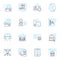 Artificial computing linear icons set. Intelligence, Robotics, Automation, Machine learning, Algorithm, Quantum