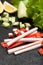 Artificial crab sticks, asian surimi appetizer