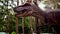 Artificial dinosaur sculpture decoration in the natural park garden