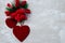 Artificial flowers from paper and fabric with hearts