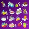Artificial Food Isometric Icons