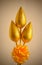 Artificial Golden Lotus in tied with ribbon