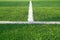 Artificial grass of football field with white stripe, Soccer corner line detail