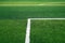 Artificial grass of football field with white stripe, Soccer corner line detail