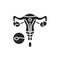 Artificial insemination glyph black icon. Vitro fertilization. Female reproductive system concept. Sign for web page