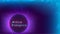 Artificial intelligence banner. Abstract sci-fi look. Innovative AI computer technology. Text on sphere with purple glow. Blue