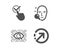 Artificial intelligence, Checkbox and Face search icons. Direction sign. Find data, Approved, Find user. Vector