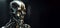 Artificial intelligence, composition of a chrome cyborg robot on a dark background, isolate. AI generated