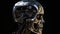 Artificial intelligence, composition of a chrome cyborg robot on a dark background, isolate. AI generated