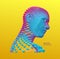 Artificial intelligence concept. Face recognition. Abstract digital human head. Futuristic background. Vector Illustration for